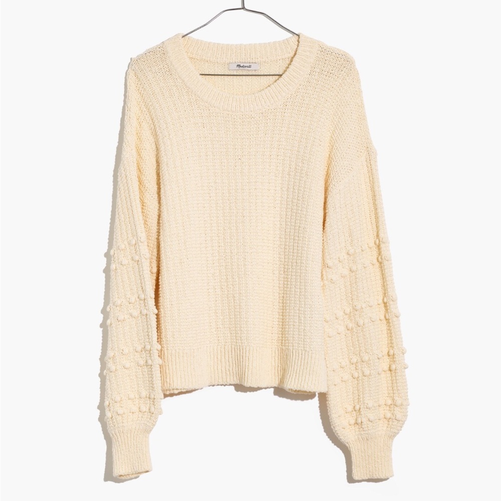 Madewell Bobble Pullover Sweater Bright Ivory Sz XS